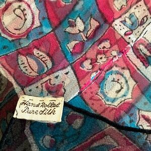 Silk Vintage Scarf Small Square hand rolled